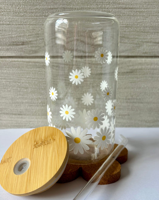 Daisies Iced Coffee Glass Cup
