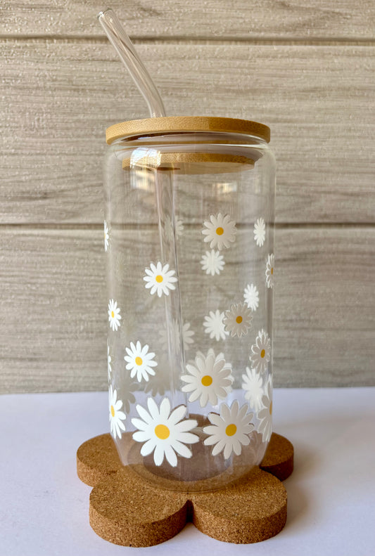 Daisies Iced Coffee Glass Cup