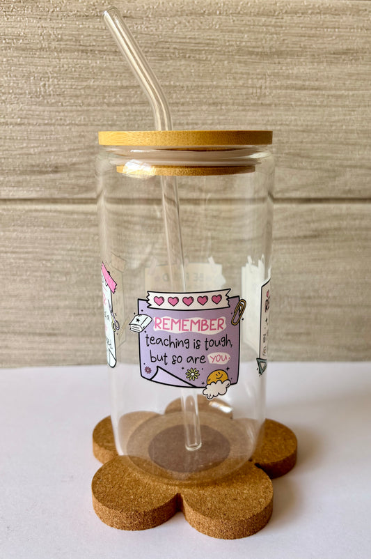 Teacher Reminders Iced Coffee Glass Cup